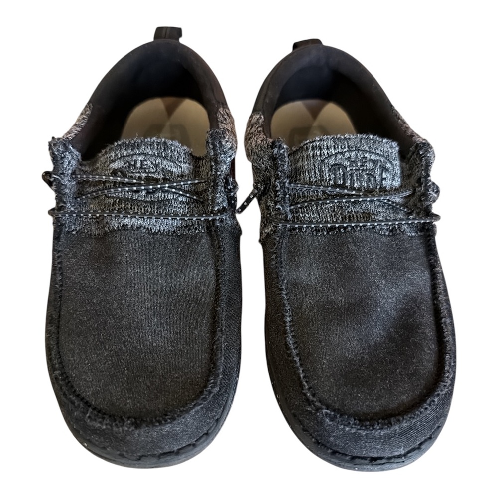 HEYDUDE Black Wally Youth Tri Nightfall Casual Slip-On Shoes – Size Y3